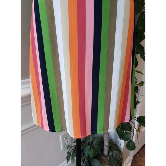 Gianni Bini Knee Length Dress Womens Size 2 Multicolor Striped V-Neck Sleeveless - Picture 9 of 12